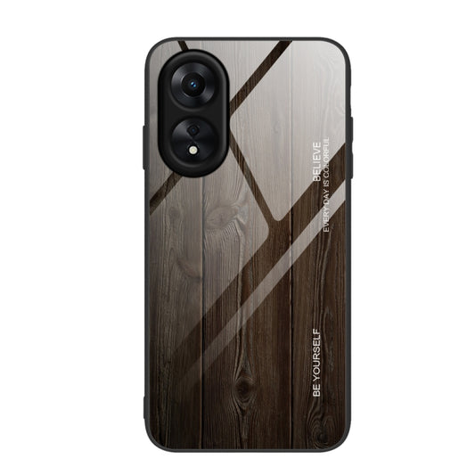 For OPPO A17 Wood Grain Glass Phone Case