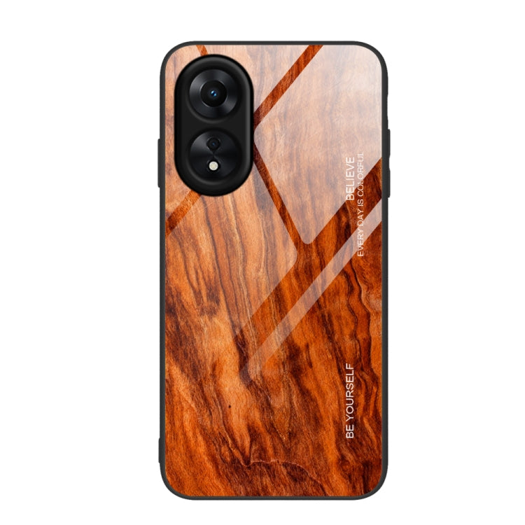 For OPPO A17 Wood Grain Glass Phone Case