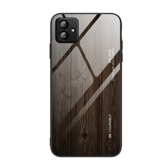 For Samsung Galaxy A04 Wood Grain Glass Phone Case