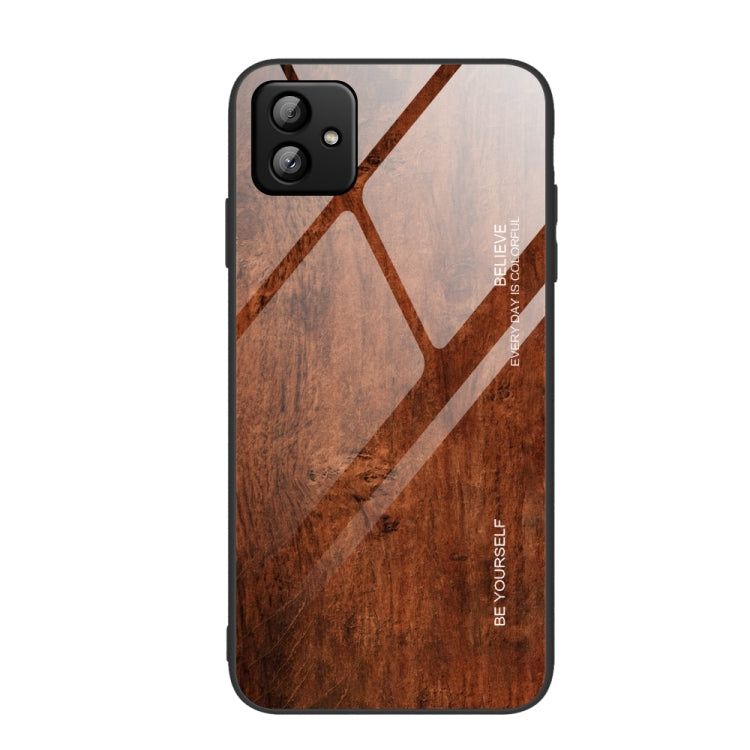 For Samsung Galaxy A04 Wood Grain Glass Phone Case