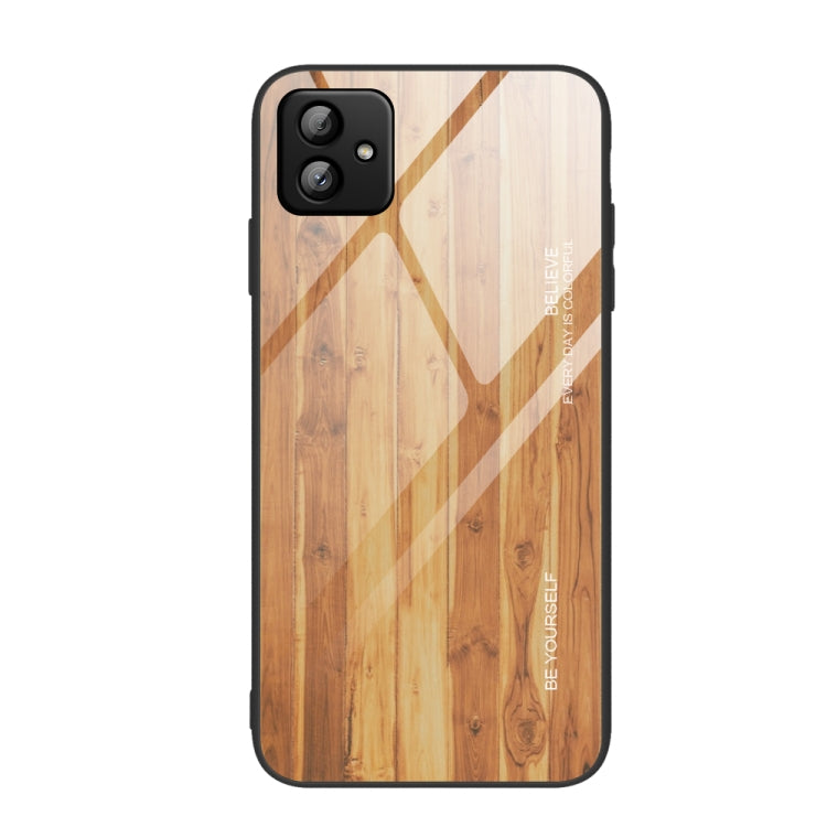 For Samsung Galaxy A04 Wood Grain Glass Phone Case