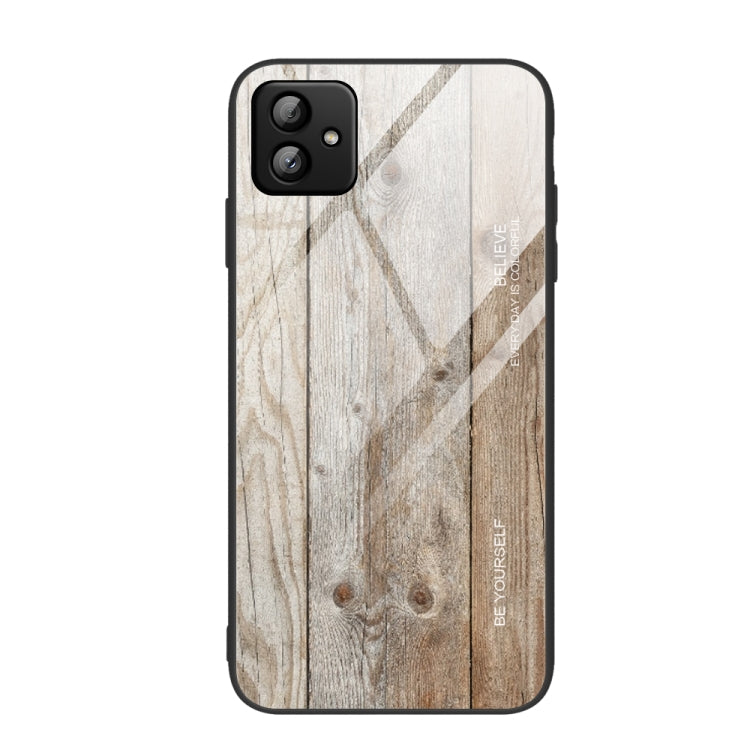 For Samsung Galaxy A04 Wood Grain Glass Phone Case