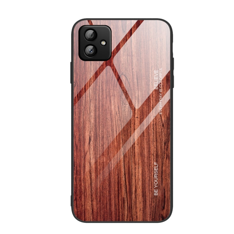 For Samsung Galaxy A04 Wood Grain Glass Phone Case