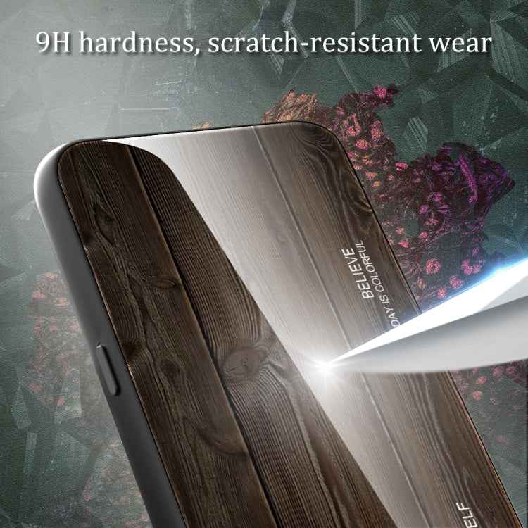 For Samsung Galaxy A04 Wood Grain Glass Phone Case