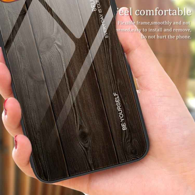 For Samsung Galaxy A04 Wood Grain Glass Phone Case