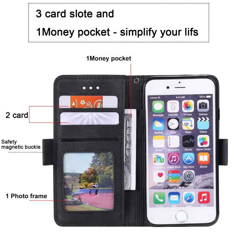Retro Splicing Horizontal Flip Leather Case with Card Slots & Holder & Wallet
