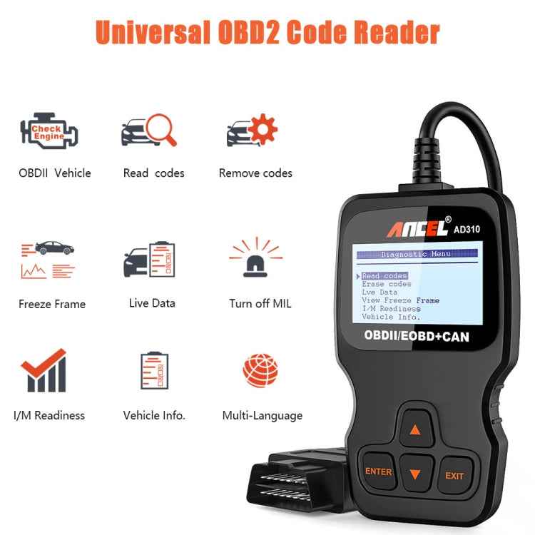 Ancel AD310 CAN OBD2 Car Engine Fault Diagnosis Tool