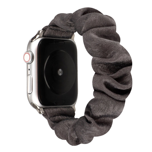 Cloth + Stainless Steel Hair Ring Watchband, For Apple Watch Series 7 41mm / 6 & SE & 5 & 4 40mm / 3 & 2 & 1 38mm, For Apple Watch Series 7 45mm / 6 & SE & 5 & 4 44mm / 3 & 2 & 1 42mm, For Apple Watch Series 8&7 41mm / SE 2&6&SE&5&4 40mm / 3&2&1 38mm  ...