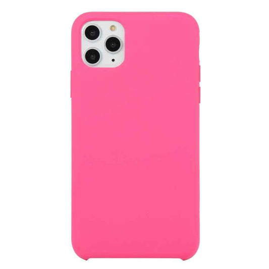 For iPhone 11 Solid Color Solid Silicone  Shockproof Case (Hibiscus Pink)