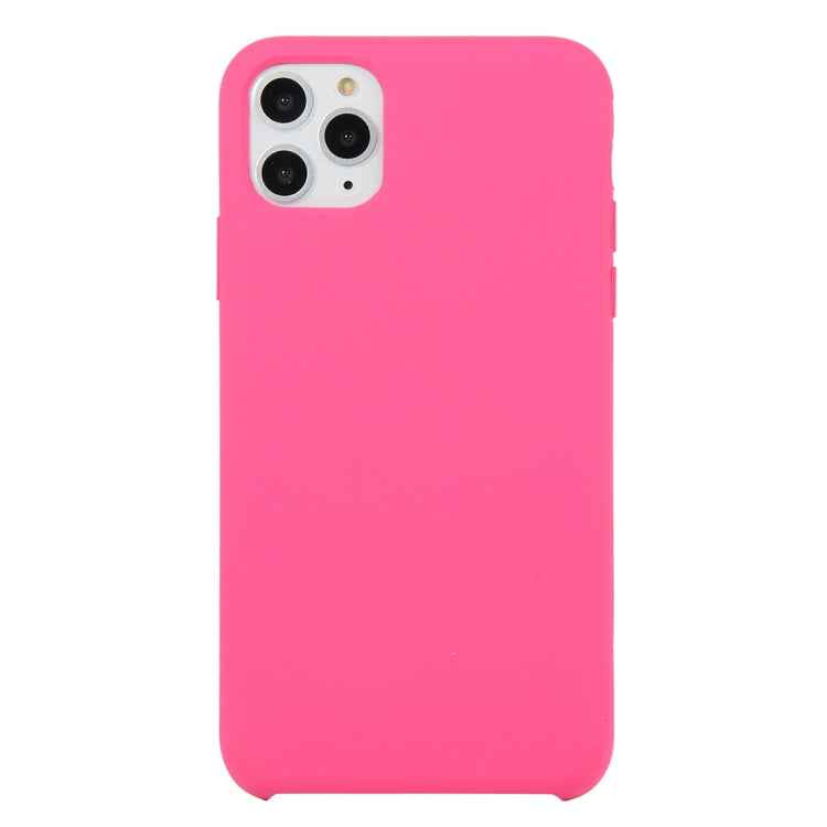 For iPhone 11 Solid Color Solid Silicone  Shockproof Case (Hibiscus Pink)