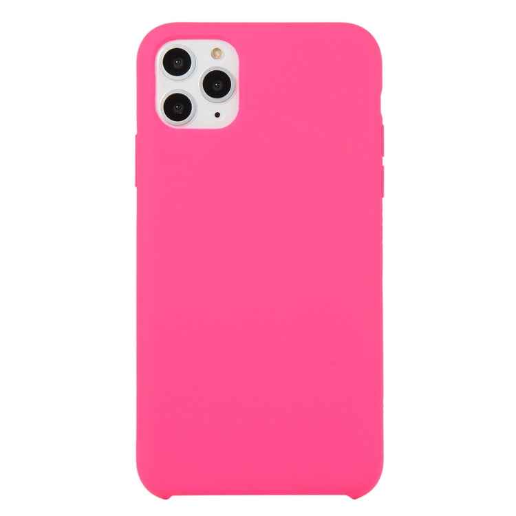 For iPhone 11 Solid Color Solid Silicone  Shockproof Case (Hibiscus Pink)