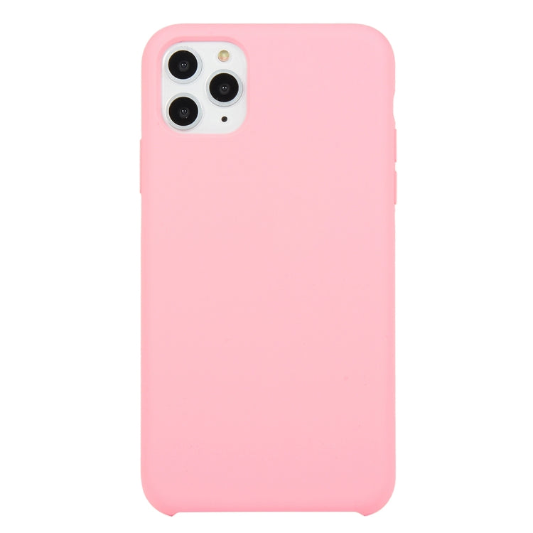 For iPhone 11 Solid Color Solid Silicone  Shockproof Case (Hibiscus Pink)