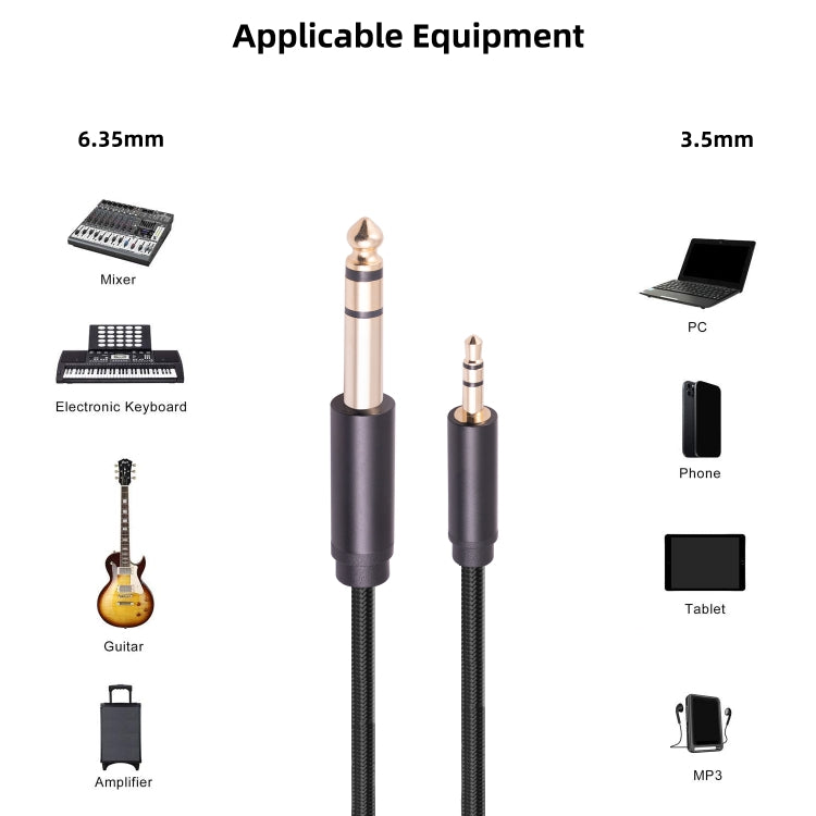 3662BK 3.5mm Male to 6.35mm Male Stereo Audio Cable, 1m, 2m, 3m