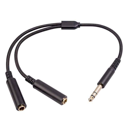 3718 6.35mm Male to Dual Female 1/4 TRS Stereo Audio Cable, Length: 30cm