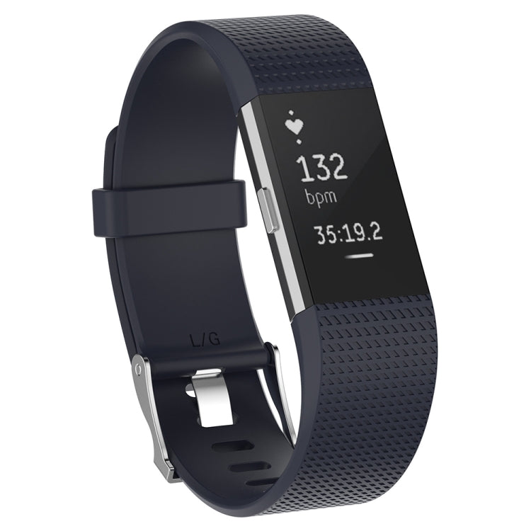 For Fitbit Charge 2 Common Texture Silicone Replacement Wrist Strap Watchband with Buckle, S, L