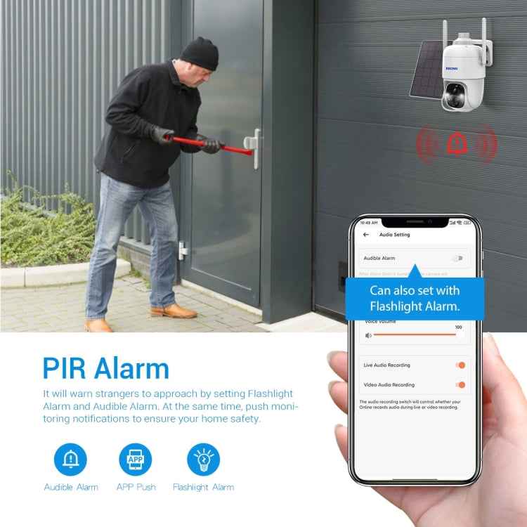 ESCAM G24 3MP WiFi Smart Night Vision Two-way Voice Intercom Solar Camera Support Full HD AI Recognition PIR Alarm