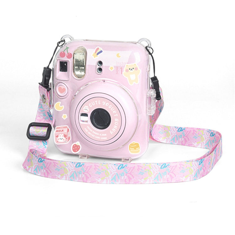 Crystal Hard Acrylic Camera Case with Shoulder Strap, For FUJIFILM instax mini 12(DIY Pink Graffiti), For FUJIFILM instax mini 12(DIY Blue Cat), For FUJIFILM instax mini 12(DIY Purple Daisies), For FUJIFILM instax mini 12(DIY Green Flowers)            ...