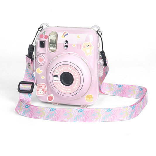 Crystal Hard Acrylic Camera Case with Shoulder Strap, For FUJIFILM instax mini 12(DIY Pink Graffiti), For FUJIFILM instax mini 12(DIY Blue Cat), For FUJIFILM instax mini 12(DIY Purple Daisies), For FUJIFILM instax mini 12(DIY Green Flowers)            ...