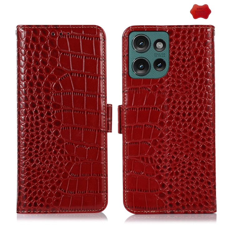 Crocodile Top Layer Cowhide Leather Phone Case, For Motorola Edge 50 Global, For Motorola Edge 50 Neo, For Motorola Moto G04 / G24, For Motorola Moto G34, For Motorola Moto G14 4G, For Motorola Moto G Power 2023