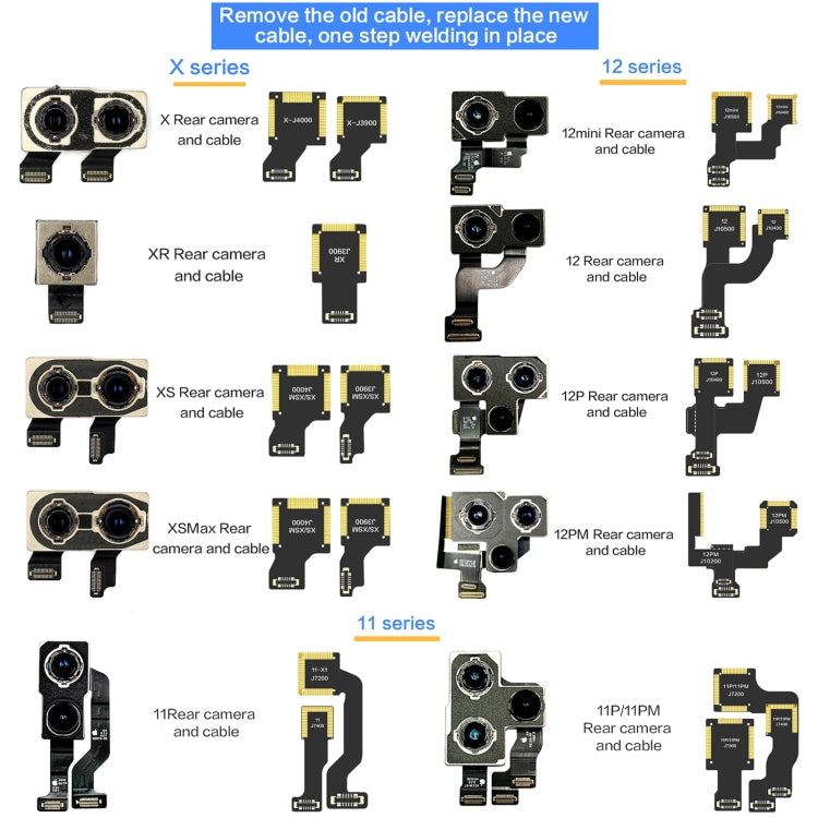 i2C Back Facing Ultra Wide Camera Cable, For iPhone 11 J7400, For iPhone 11 Pro / 11 Pro Max J7400, For iPhone 12 Mini J10400, For iPhone 12 J10400, For iPhone 12 Pro, For iPhone 12 Pro Max