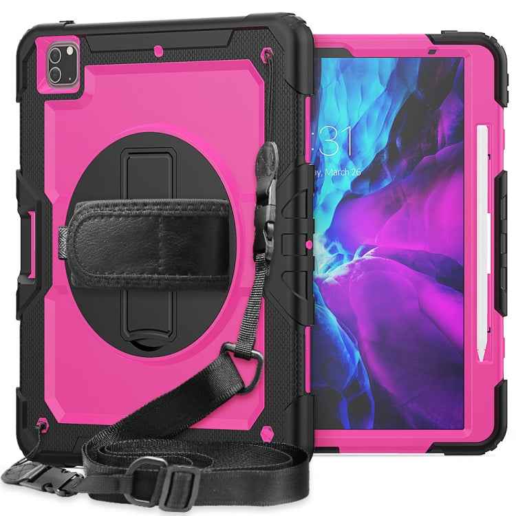 Shockproof Colorful Silicone + PC Protective Case with Holder & Shoulder Strap & Hand Strap & Pen Slot