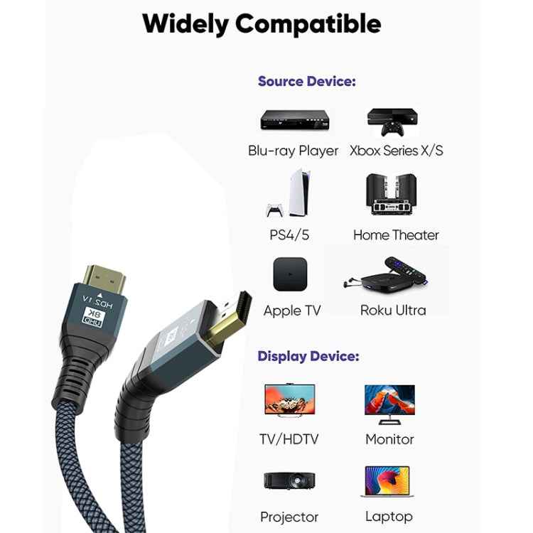 HDMI 2.1 Version 8K 60Hz UHD 48Gbps Cable, 1m, 2m, 3m