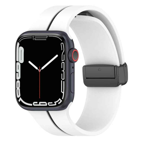 Two Color Folding Buckle Silicone Watch Band, For Apple Watch 4 44mm, For Apple Watch 3 38mm, For Apple Watch 3 42mm, For Apple Watch 2 38mm