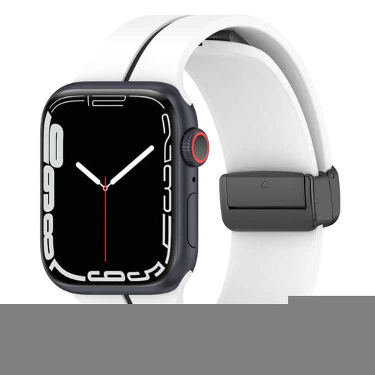 Two Color Folding Buckle Silicone Watch Band, For Apple Watch 2 42 mm, For Apple Watch 38mm, For Apple Watch 42mm, For Apple Watch Ultra 2 49mm