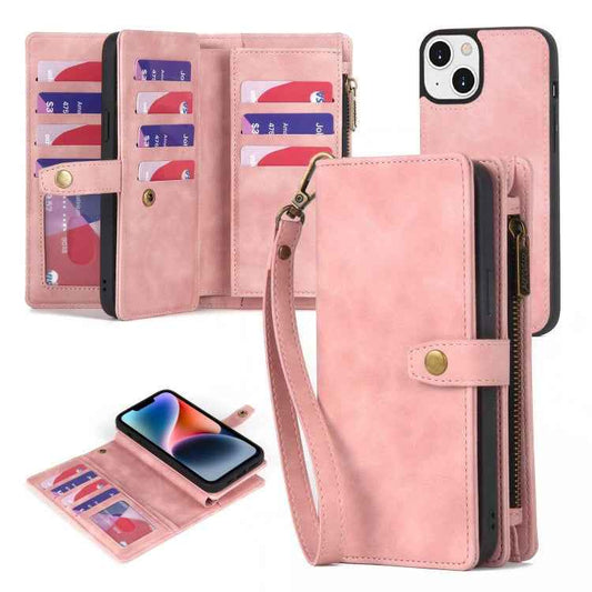 Zipper Wallet Magnetic Detachable Leather Phone Case