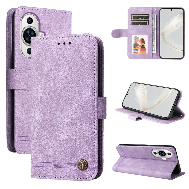 Skin Feel Life Tree Metal Button Leather Phone Case, For Huawei Mate 60 Pro, For Huawei Enjoy 60X, For Huawei nova 11 Pro, For Huawei nova 11