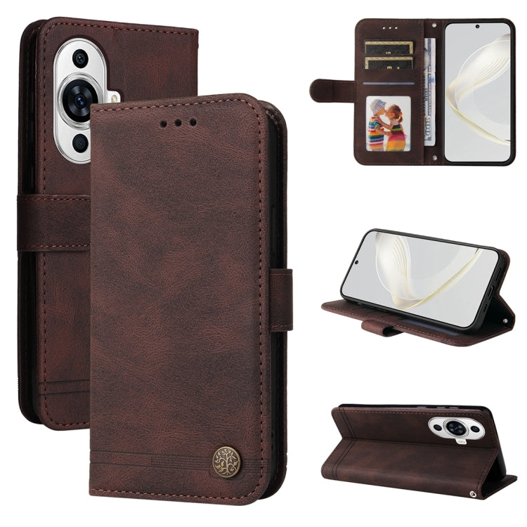 Skin Feel Life Tree Metal Button Leather Phone Case, For Huawei Mate 60 Pro, For Huawei Enjoy 60X, For Huawei nova 11 Pro, For Huawei nova 11