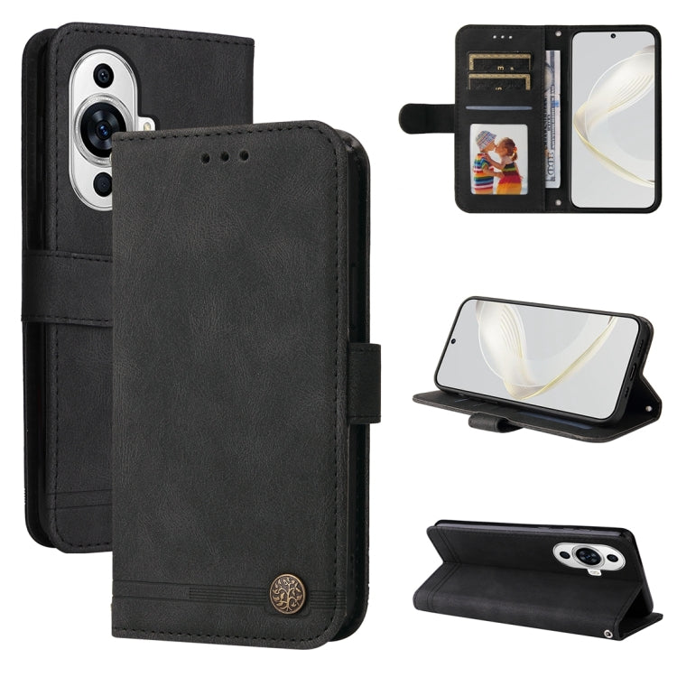 Skin Feel Life Tree Metal Button Leather Phone Case, For Huawei Mate 60 Pro, For Huawei Enjoy 60X, For Huawei nova 11 Pro, For Huawei nova 11