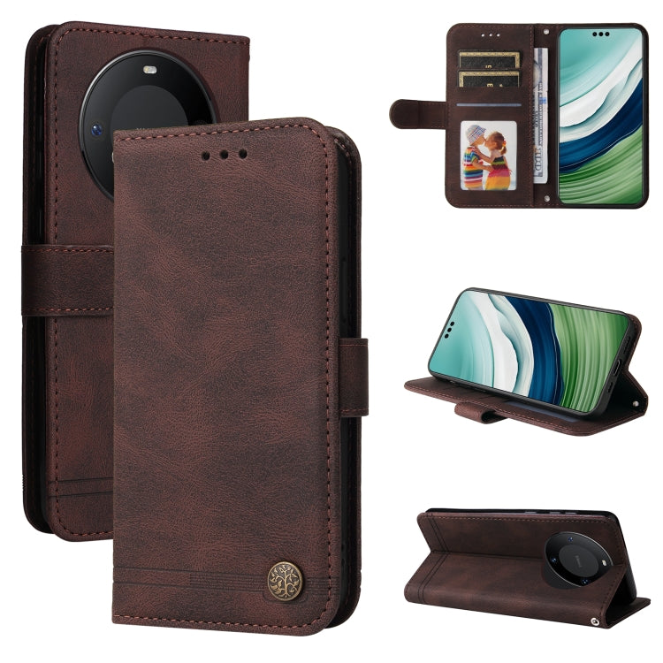 Skin Feel Life Tree Metal Button Leather Phone Case, For Huawei Mate 60 Pro, For Huawei Enjoy 60X, For Huawei nova 11 Pro, For Huawei nova 11