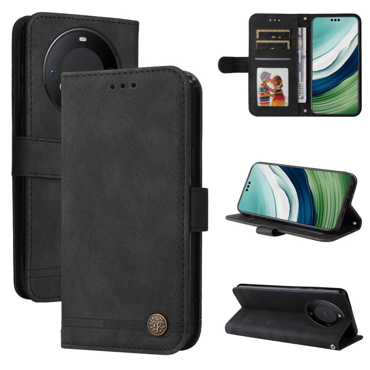 Skin Feel Life Tree Metal Button Leather Phone Case, For Huawei Mate 60 Pro, For Huawei Enjoy 60X, For Huawei nova 11 Pro, For Huawei nova 11