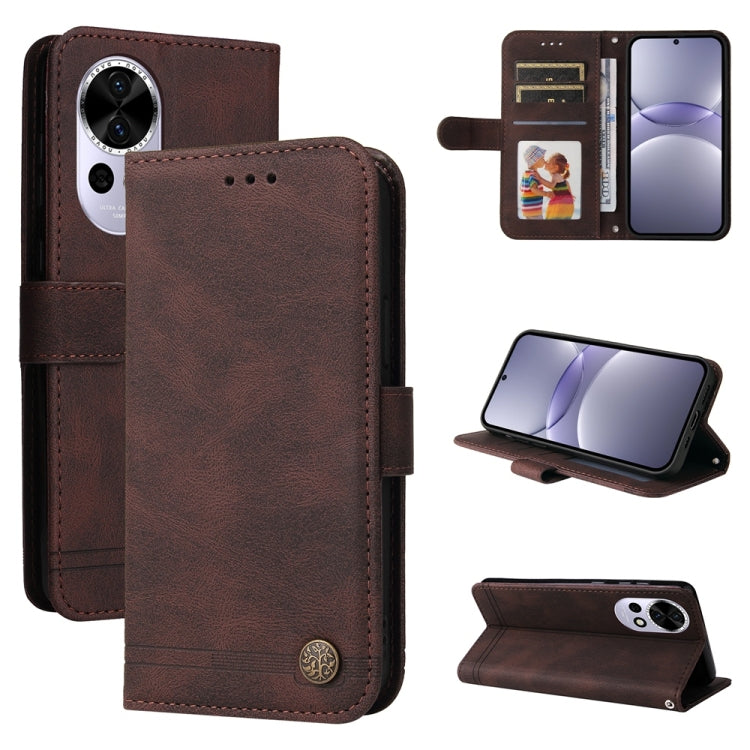 Skin Feel Life Tree Metal Button Leather Phone Case, For Huawei Enjoy 80, For Huawei nova 13 Pro, For Huawei nova 13 / nova 12, For Huawei Enjoy 70 Pro, For Huawei Enjoy 70, For Huawei nova 11 SE, For Huawei nova 12 Pro, For Huawei nova 12             ...