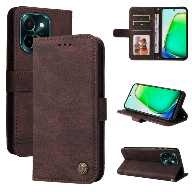Skin Feel Life Tree Metal Button Leather Phone Case, For Realme 14 Pro+ Global, For Realme 14 Pro Global, For Realme GT 7 Pro, For Realme 13+, For Realme 13 Pro / 13 Pro+ / 12 Pro, For Realme GT 6 / GT Neo6 SE, For Realme C63 / C61  / Note 60          ...