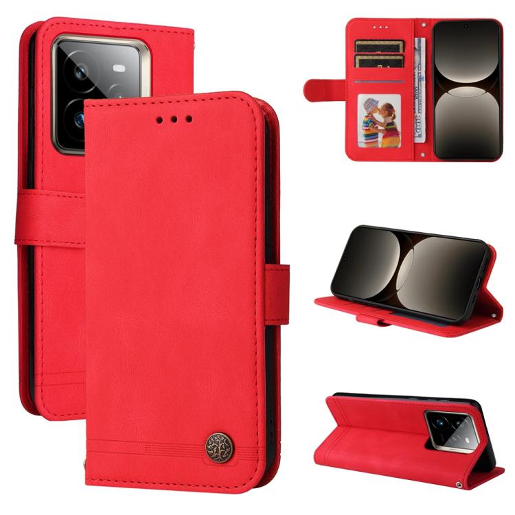 Skin Feel Life Tree Metal Button Leather Phone Case, For Realme 14 Pro+ Global, For Realme 14 Pro Global, For Realme GT 7 Pro, For Realme 13+, For Realme 13 Pro / 13 Pro+ / 12 Pro, For Realme GT 6 / GT Neo6 SE, For Realme C63 / C61  / Note 60          ...