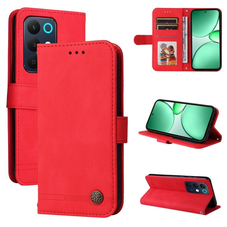 Skin Feel Life Tree Metal Button Leather Phone Case, For Realme 16 Pro+ 5G, For Realme 16 Pro 5G, For Realme 15x 5G India / Realme C85 5G, For Realme C85 Pro 4G, For Realme 15T 5G, For Realme Narzo 80 Lite 4G / C71 India                                ...