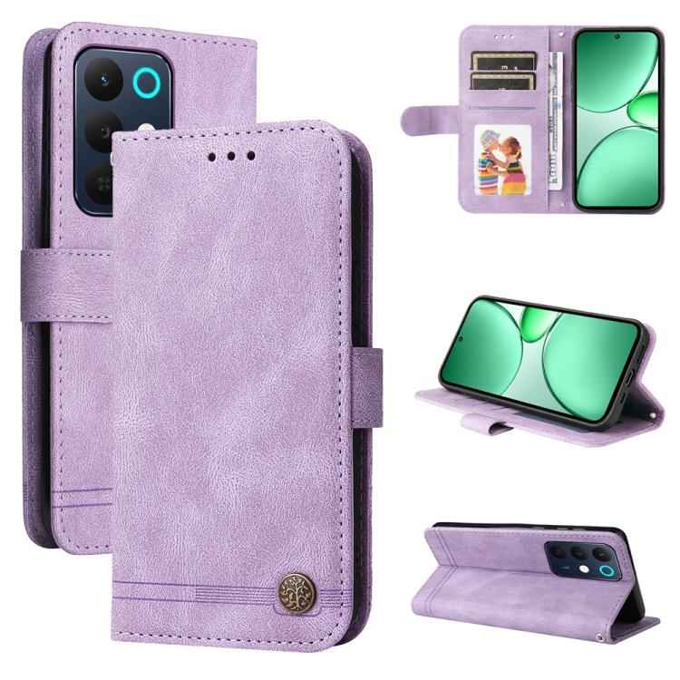 Skin Feel Life Tree Metal Button Leather Phone Case, For Realme 15x 5G India / Realme C85 5G, For Realme C85 Pro 4G, For Realme 15T 5G, For Realme Narzo 80 Lite 4G / C71 India, For Realme 15 5G / Realme 15 Pro 5G, For Realme C71 4G / C75 4G / 5G / 14x ...