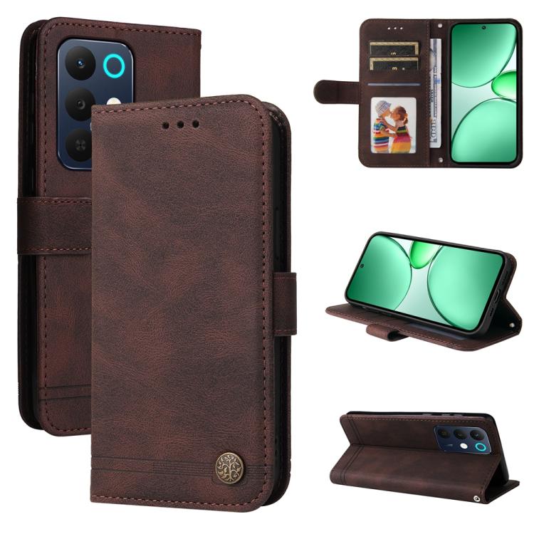 Skin Feel Life Tree Metal Button Leather Phone Case, For Realme 16 Pro+ 5G, For Realme 16 Pro 5G, For Realme 15x 5G India / Realme C85 5G, For Realme C85 Pro 4G, For Realme 15T 5G, For Realme Narzo 80 Lite 4G / C71 India                                ...