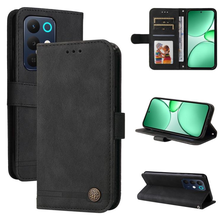 Skin Feel Life Tree Metal Button Leather Phone Case, For Realme 16 Pro+ 5G, For Realme 16 Pro 5G, For Realme 15x 5G India / Realme C85 5G, For Realme C85 Pro 4G, For Realme 15T 5G, For Realme Narzo 80 Lite 4G / C71 India                                ...
