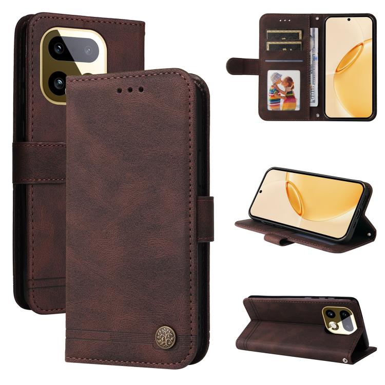 Skin Feel Life Tree Metal Button Leather Phone Case, For Realme 16 Pro+ 5G, For Realme 16 Pro 5G, For Realme 15x 5G India / Realme C85 5G, For Realme C85 Pro 4G, For Realme 15T 5G, For Realme Narzo 80 Lite 4G / C71 India                                ...