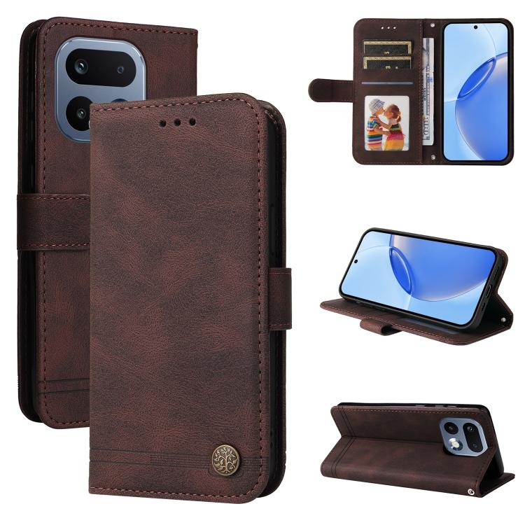 Skin Feel Life Tree Metal Button Leather Phone Case, For Realme 16 Pro+ 5G, For Realme 16 Pro 5G, For Realme 15x 5G India / Realme C85 5G, For Realme C85 Pro 4G, For Realme 15T 5G, For Realme Narzo 80 Lite 4G / C71 India                                ...