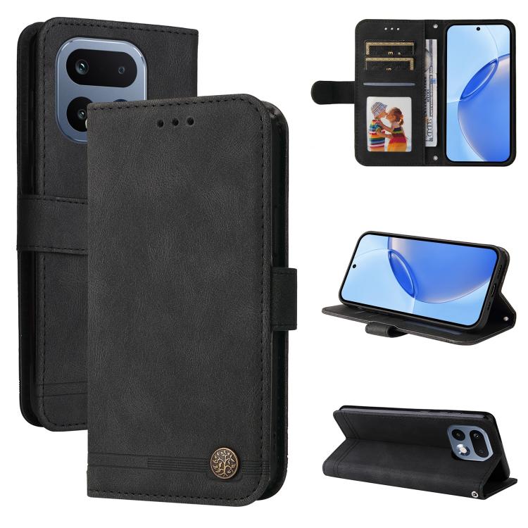 Skin Feel Life Tree Metal Button Leather Phone Case, For Realme 16 Pro+ 5G, For Realme 16 Pro 5G, For Realme 15x 5G India / Realme C85 5G, For Realme C85 Pro 4G, For Realme 15T 5G, For Realme Narzo 80 Lite 4G / C71 India                                ...