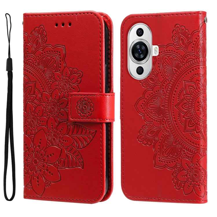 Seven-petal Flowers Embossing Leather Phone Case, For Huawei nova 11 SE, For Huawei nova 12 Pro, For Huawei Mate 60, For Huawei Mate 60 Pro, For Huawei Enjoy 60X, For Huawei nova 11 Pro, For Huawei nova 11