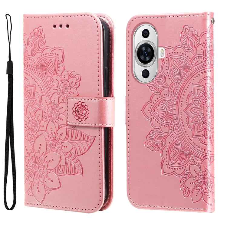 Seven-petal Flowers Embossing Leather Phone Case, For Huawei nova 11 SE, For Huawei nova 12 Pro, For Huawei Mate 60, For Huawei Mate 60 Pro, For Huawei Enjoy 60X, For Huawei nova 11 Pro, For Huawei nova 11