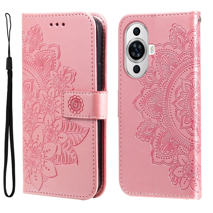 Seven-petal Flowers Embossing Leather Phone Case, For Huawei Enjoy 60X, For Huawei nova 11 Pro, For Huawei nova 11