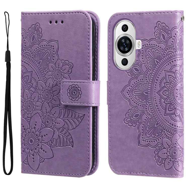 Seven-petal Flowers Embossing Leather Phone Case, For Huawei nova 11 SE, For Huawei nova 12 Pro, For Huawei Mate 60, For Huawei Mate 60 Pro, For Huawei Enjoy 60X, For Huawei nova 11 Pro, For Huawei nova 11