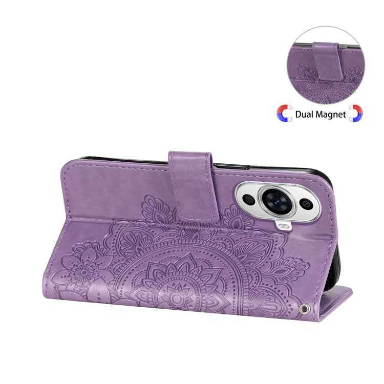 Seven-petal Flowers Embossing Leather Phone Case, For Huawei nova 11 Pro, For Huawei nova 11