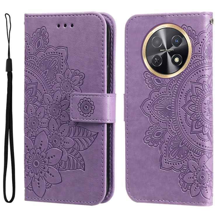 Seven-petal Flowers Embossing Leather Phone Case, For Huawei nova 11 SE, For Huawei nova 12 Pro, For Huawei Mate 60, For Huawei Mate 60 Pro, For Huawei Enjoy 60X, For Huawei nova 11 Pro, For Huawei nova 11